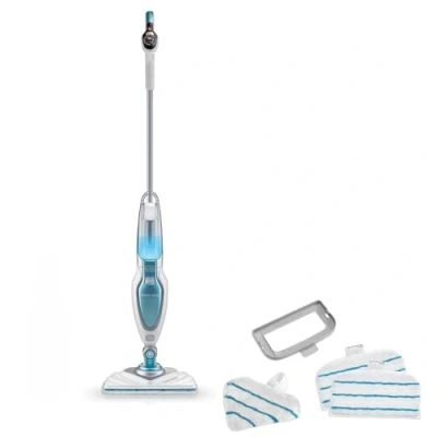 Obrázek BLACK+DECKER parní čistič Steam mop Deluxe/Stojanový pro zapečetěné tvrdé podlahy/čištění podlahy s omyvatelnou podložkou z mikrovlákna / otočný o 180, vyjímatelná noha 1600 W FSM1630