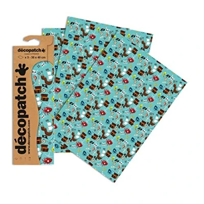 Obrázek Decopatch Papír č. 728 (tyrkysový pirátský poklad, 395 x 298 mm) balení 3 ks