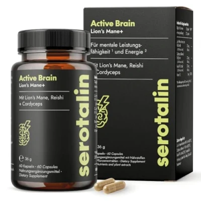 Obrázek serotalin GENIUS MUSHROOMS Complex Reishi I Lion&#039;s Mane Cordyceps 60 Pilz Komplex kapsle ve vysokých dávkách a bez přísad Německá výroba laboratoř testovaná Vegan