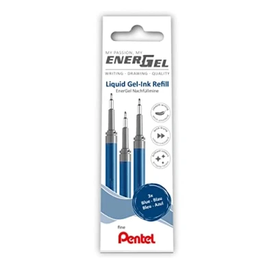 Obrázek Pentel LRN5 3C náhradní náplň pro pera EnerGel 0,5 ball = 0,25 mm tloušťka linky, hrot jehly, 3 kusy, modrá