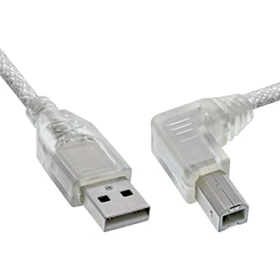 Obrázek InLine 34520R USB 2. 0 kabel, A na B, pravoúhlý, transparentní, 2 m