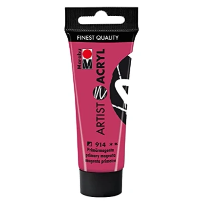 Obrázek Marabu 12200055914 Artist Acryl Primární magenta 914, 22 ml, jemná akrylová barva v umělecké kvalitě, na vodní bázi, konzistence pastózy, vysoce pigmentovaná, velmi dobrá brilance a krycí schopnost
