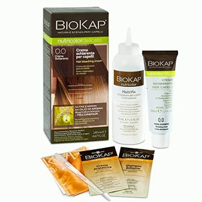 Obrázek BIOKAP Přírodní zesvětlující krém na vlasy 0,0 zesvětlení šetrné vlasů až 2 nuance vyživuje a opravuje bio arganový olej TricoREPAIR komplex min. 80% přírodních složek