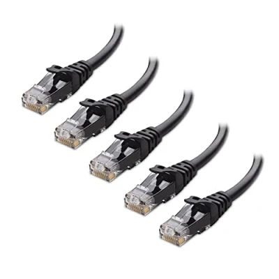 Obrázek Cable Matters 5er Pack Snagless 10 Gigabit Cat 6 Lan Kabel kurz 90cm (Cat Ethernet Kabel, Wlan Lankabel Cat6) in Schwarz Netzwerkkabel 0,9 Meter