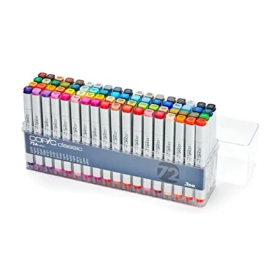 Obrázek COPIC Klasická sada &quot;72 Colors A&quot;, 72dílná v akrylovém displeji, Twin Marker se středně širokou a jemnou špičkou