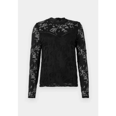 Obrázek Vila Dámské tričko Vistasia L/S Lace Top noos s dlouhým rukávem, černá (Black Black)