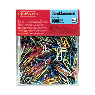 Obrázek Herlitz 8859134 kancelářské sponky 26 mm, 1000 kusů v praktickém úložném boxu