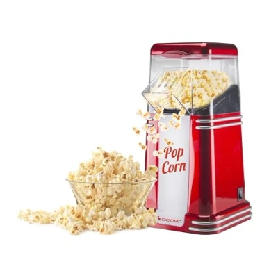 Obrázek BEPER Stroj na popcorn 90.590Y, 3minutový popcorn, bez tuku, cirkulace horkého vzduchu, výkon 1200 W, červená