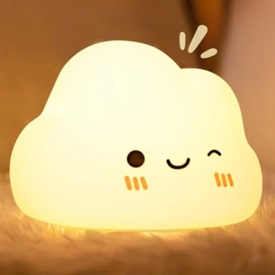 Obrázek Diboniur Noční světlo dětské dítě, 7 barev 5 jasu kojící světlo, stmívatelné Kawaii Silikon lampa Dětský pokoj, dotykové ovládání, přenosné a dobíjecí (oblák)