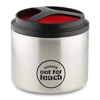 Obrázek Pioneer Thermo Speisebehälter 1 L Edelstahl Doppelwandig mit Extra Breiten Öffnung, Isolier Lunch Box für Suppe/Essen 4 Stunden Heiß 8 Kühl Auslaufsicher BPA Frei Schwarz/Rot