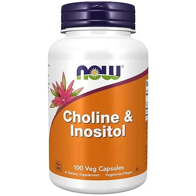 Obrázek Now Potraviny, choliny a inositol, 500 mg, 100 veganských kapslí, laboratorně testováno, vitamín B, bez lepku, sóji, vegetariánský