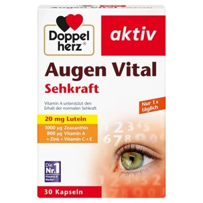 Obrázek Doppelherz Vital pro oči s luteinem a zeaxanthinem vitamínem zinkem jako příspěvek k zachování normálního vidění 30 kapslí