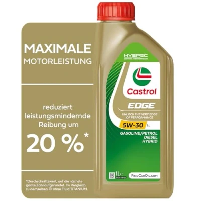 Obrázek Castrol EDGE 5W 30 LL Longlife motorový olej, 1 l, zlatý