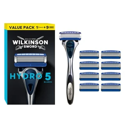Obrázek Wilkinson Sword Hydro 5 Skin Protection holicí strojek, plastová rukojeť, čepelí, unisex, normální, 1 kus, standardní, taška, pro ochlupení těla a holení obličeje