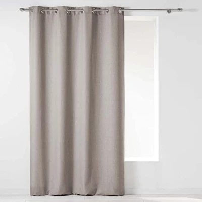 Obrázek douceur d&#039;Intérieur 1605292 Einfarbiger Chambray Ösenvorhang Polyester Newton Leinen 140 x 260 cm