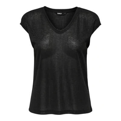 Obrázek ONLY Dámská jednobarevná halenka S krátkým rukávem Basic Kulatý výstřih Halenky Tričko Blouse Horní díl ONLVIC, černá,