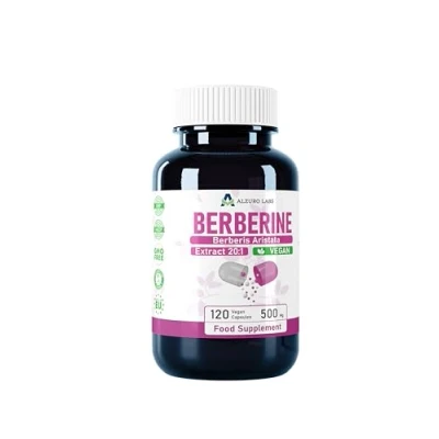 Obrázek Alzuro Labs Berberín 10 000 mg ekvivalent (500 20:1 extrakt Berberis Aristata) 120 veganských kapslí vysoké dávkování 4měsíční zásoba laboratorně testováno certifikováno GMP