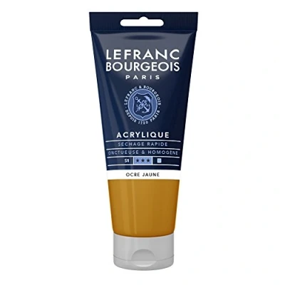 Obrázek Lefranc Bourgeois 300473 Fine akrylová barva Žlutý okr, tuba 80 ml, krémová na vodní bázi, rychleschnoucí, stálá světle, voděodolná