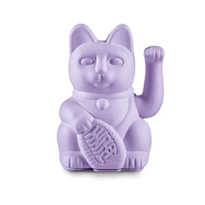Obrázek Donkey Products Lucky Cat Lilac Japonský talisman pro štěstí mávající kočka z plastu ve fialové barvě, velikost: 8,5 x 10,5 15 cm, 330544