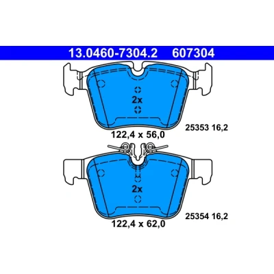 Obrázek ATE Original Bremsbeläge Belagsatz für Scheibenbremse 13.0460 7304.2 ECE R90 Straßenzulassung, grau