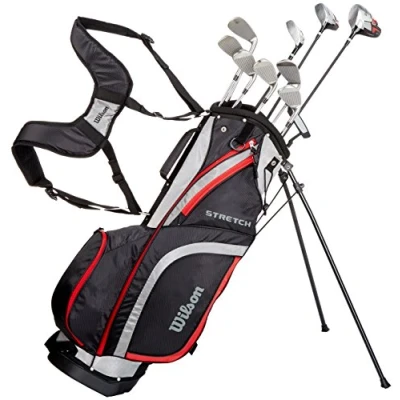 Obrázek Wilson Pro začátečníky kompletní sada Amazon Exclusive, 10 golfových holí s Carrybag, pánské, levák, Stretch XL, černá/šedá/červená, WGG157550