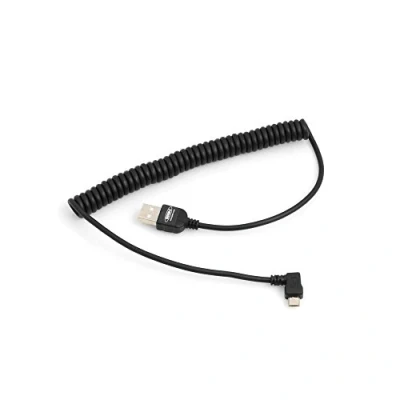 Obrázek SYSTEM S Pružný spirálový kabel Micro USB 2. 0 zahnutý 90 stupňů (pravý/malý) adaptér datový a nabíjecí 50135 cm