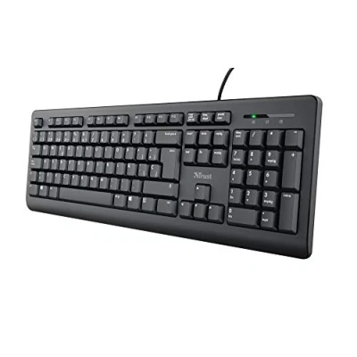 Obrázek Trust Taro Tastaturlayout QWERTY Spanisch für Windows (leise Tasten, auslaufsicher, 1,8 m Kabel, USB Anschluss, PC/Laptop) schwarz