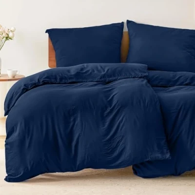 Obrázek Dreamzie Ložní prádlo 135 x 200 cm 4dílné s povlaky na polštáře 80 tmavě modré povlečení jednolůžko ze 100% mikrovlákna certifikováno bez chemikálií (Oeko TEX)