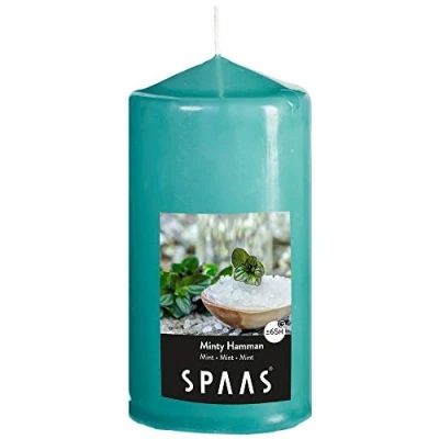 Obrázek Spaas Bougie cylindre 80/150 parfumée mentolée Duft Stumpenkerze mm, ± 65 Stunden Minty Hammam, Smaragdgrün, D 80 mm x H