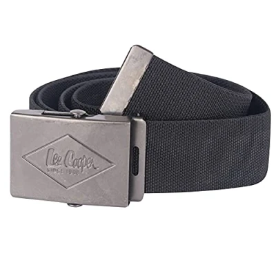 Obrázek Lee Cooper LCBELT613 Mens Canvas Webbing pracovní bezpečnostní kalhoty opasek, černé, jednotná velikost