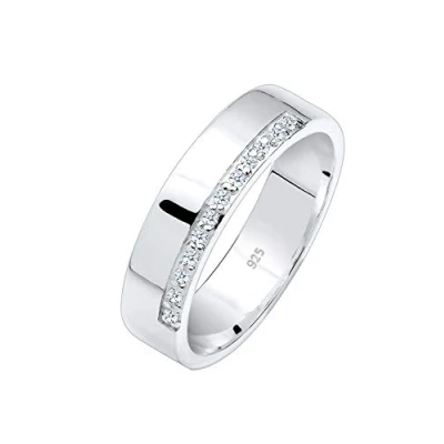 Obrázek Elli Dámský prsten DIAMONDS Basic s diamanty (0,06 ct.) ze sterlingového stříbra 925, 58, Fazetový brus, diamant