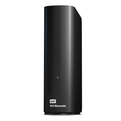 Obrázek WD Stolní úložiště Elements 24 TB (stolní úložiště, kompatibilní s USB 3.0, přídavná paměť pro fotografie, hudbu, videa a všechny ostatní soubory, nárazuvzdorný), mechanický pevný disk, černý