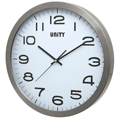 Obrázek Velké nástěnné hodiny Unity, kov Manhattan, kartáčovaný stříbrný hliník, 40 cm