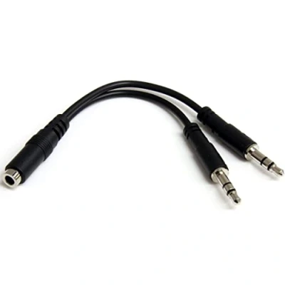 Obrázek StarTech. com 3,5 mm audio Jack Y Kabel Headset Splitter adaptér 1 x 4 Position vložky 2 3 Poloha konektor Černá