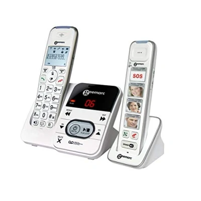 Obrázek Geemarc Mobility Pack Duo von verstärkten schnurlosen Telefonen mit Anrufbeantworter und großen anpassbaren Fototasten für Senioren Geringer bis mittlerer Hörverlust Version DE