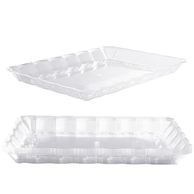 Obrázek MATANA 6 plastových servírovacích desek pro předkrmy a občerstvení prstů catering, bufety, narozeniny, svatby, Vánoce večírky transparentní, 32 x 24 cm stabilní &amp; opakovaně použitelné