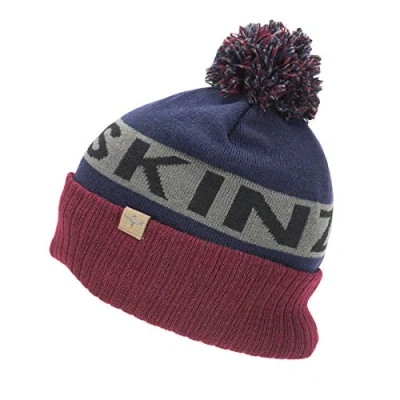 Obrázek SEALSKINZ Unisex Isolierte und Wasserabweisende Kaltes Wetter Pudelmütze Blau/Grau/Rot, S/M