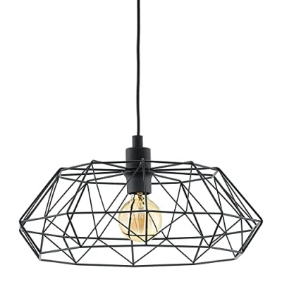Obrázek EGLO závěsná lampa Carlton 2, 1 plamenné vintage závěsné svítidlo, retro z oceli, barva: černá, objímka: E27