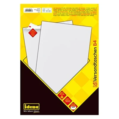 Obrázek Idena 10243 Přepravní taška DIN B4, 100 g/m², samolepicí, bez okénka, FSC Mix, bílá, 10 kusů