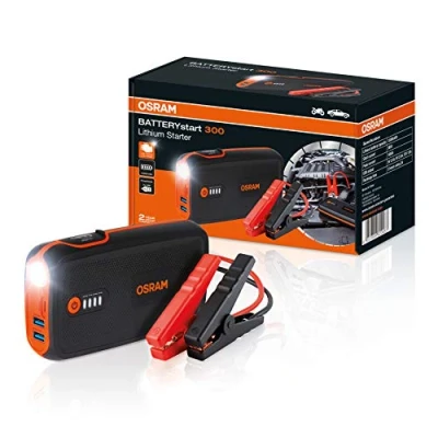 Obrázek OSRAM startovací zdroj BATTERYStart 300, asistent do auta, lithiový startér 1500 A, 12 V, pro motocykly a osobní automobily, s funkcí powerbanky benzínové motory až 6l 3l dieselové