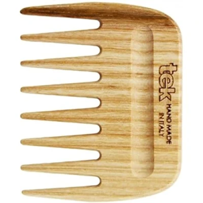 Obrázek TEK Handgefertigt in Italien Kleiner Breitzahnkamm aus Naturholz für dickes, lockiges oder grobes Haar 9 x 7,5 cm