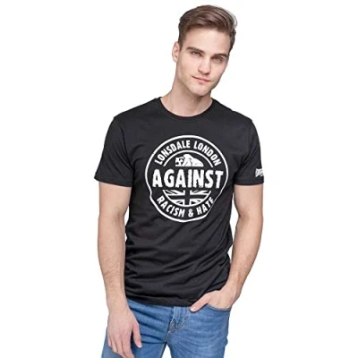 Obrázek Lonsdale London Against Racism pánské tričko černé Streetwear, černá, S
