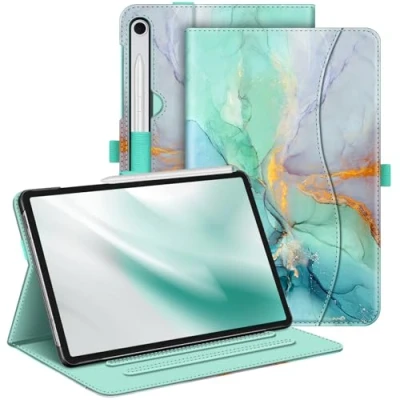 Obrázek Fintie pouzdro pro Samsung Galaxy Tab S9 FE 10,9 palců/Tab 11 palců 2023 tablet, víceúhlé ochranné s přihrádkou na dokumenty a funkcí automatického spánku/probuzení, smaragdový mramor