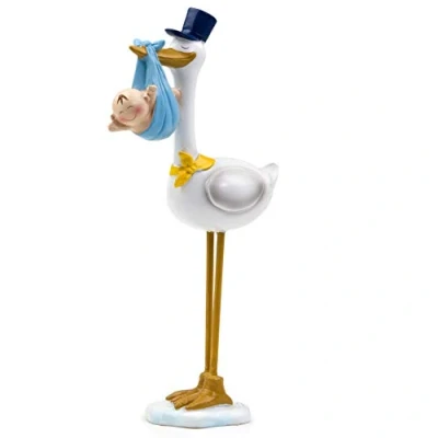 Obrázek Mopec Tortenfigur Pit Storch Taufe Kind 22cm 2er Pack, Polyresin, blau, 22 cm
