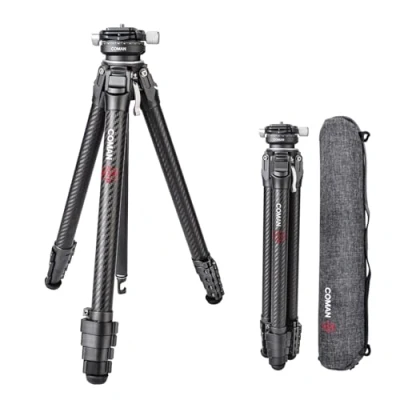 Obrázek Kamerový stativ, COMAN Zero Y tripod Carbon Fiber s panoramatickou kulovou hlavou 360 a videostativem Arca Swiss pro všechny DSRL kamery, lehký výškou 15,3156,7 cm, středový sloupek
