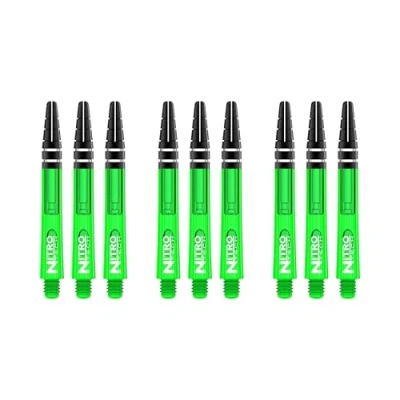 Obrázek RED DRAGON Nitrotech násady na šipky, 3 kusy v balení (9 násad celkem) s kartičkou puntíky, zelená, M