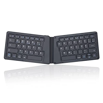 Obrázek Perixx PERIBOARD 805 Ergo, Bluetooth 5.1, skládací ergonomická klávesnice, ultra tenká přenosná tmavě šedá, rozložení DE QWERTZ