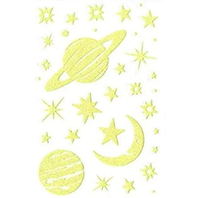 Obrázek Maildor AE154C Packung Sticker Phospho&#039; Stick (mit Glitter Effekt, 10 Bögen in Format DIN A6, 10,5 x 16 cm, Großpackung ideal für Kita, Planeten) 680 Stickers
