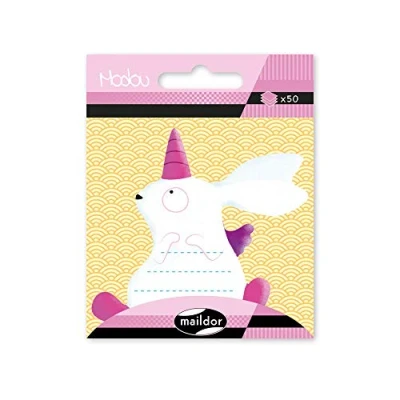 Obrázek Clairefontaine Maildor MI044C Modou selbstklebender Haftnotizblock (1 Beutel mit 50 Haftnotizen, ideal für Ihre Notizen, 7 x 7cm, praktisch und einfach zum Verwenden, Einhorn Kaninchen) 1 Pack