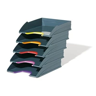 Obrázek Durable odkládací přihrádka A4 (Varicolor) systém s 5 přihrádkami, modrý anděl certifikovaný, antracit barevnými úchopnými zónami, 770557